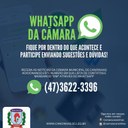 Câmara de Vereadores lança Canal no WhatsApp   