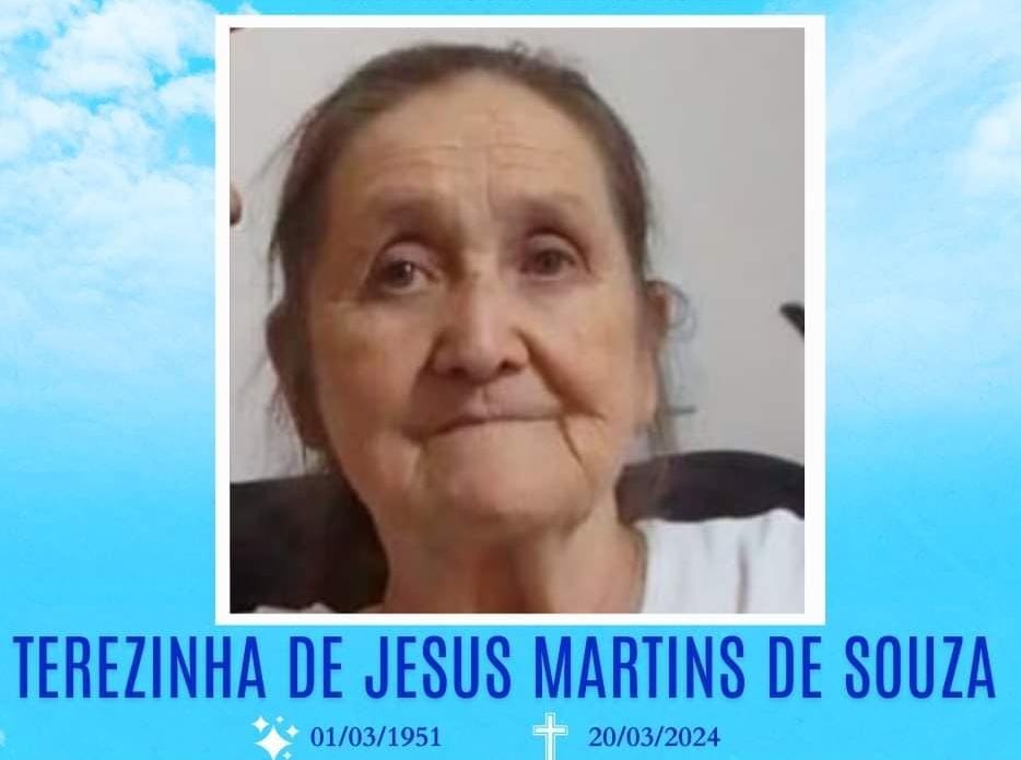 Nota de Pesar pelo falecimento de Terezinha de Jesus Martins de Souza mãe do vereador Gil Baiano