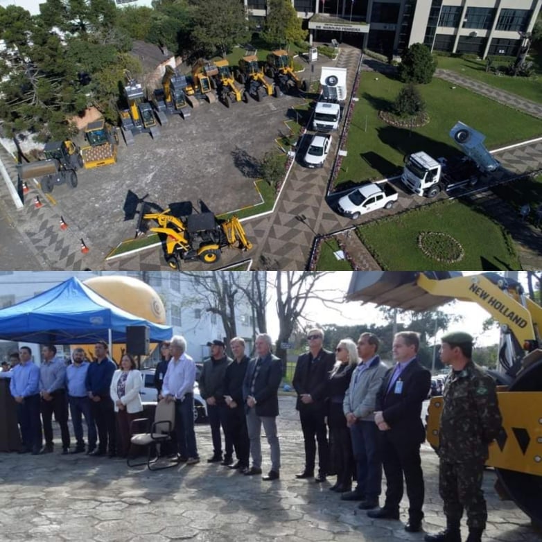 Presidente da Câmara Célio Galeski e vereadores participam da entrega de equipamentos na prefeitura de Canoinhas